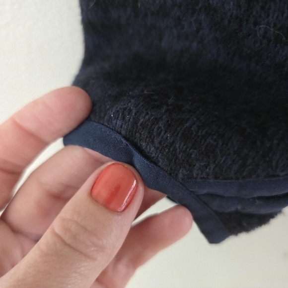 London Fog Women's Size Large Jacket Blue Puffer Sweater Down Thumbholes - Picture 8 of 13